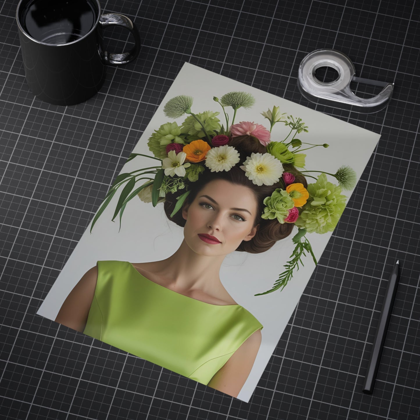 Claire Art Print Vintage Fashion with Floral Elegance  (small)