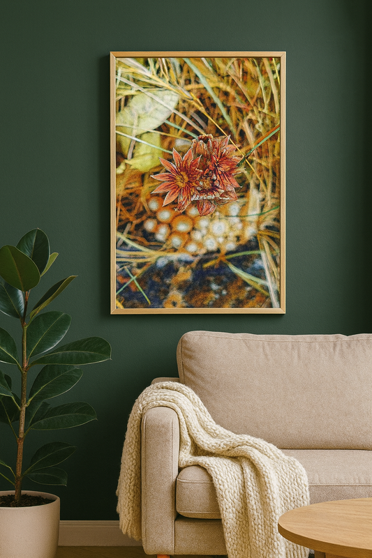 Gardens of Dunedin Autumnal Wild Blooms Art Poster Print Red Orange