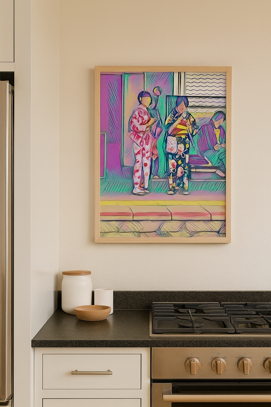 Hiroshima on My Mind Art Poster Print Japanese Pink Purple