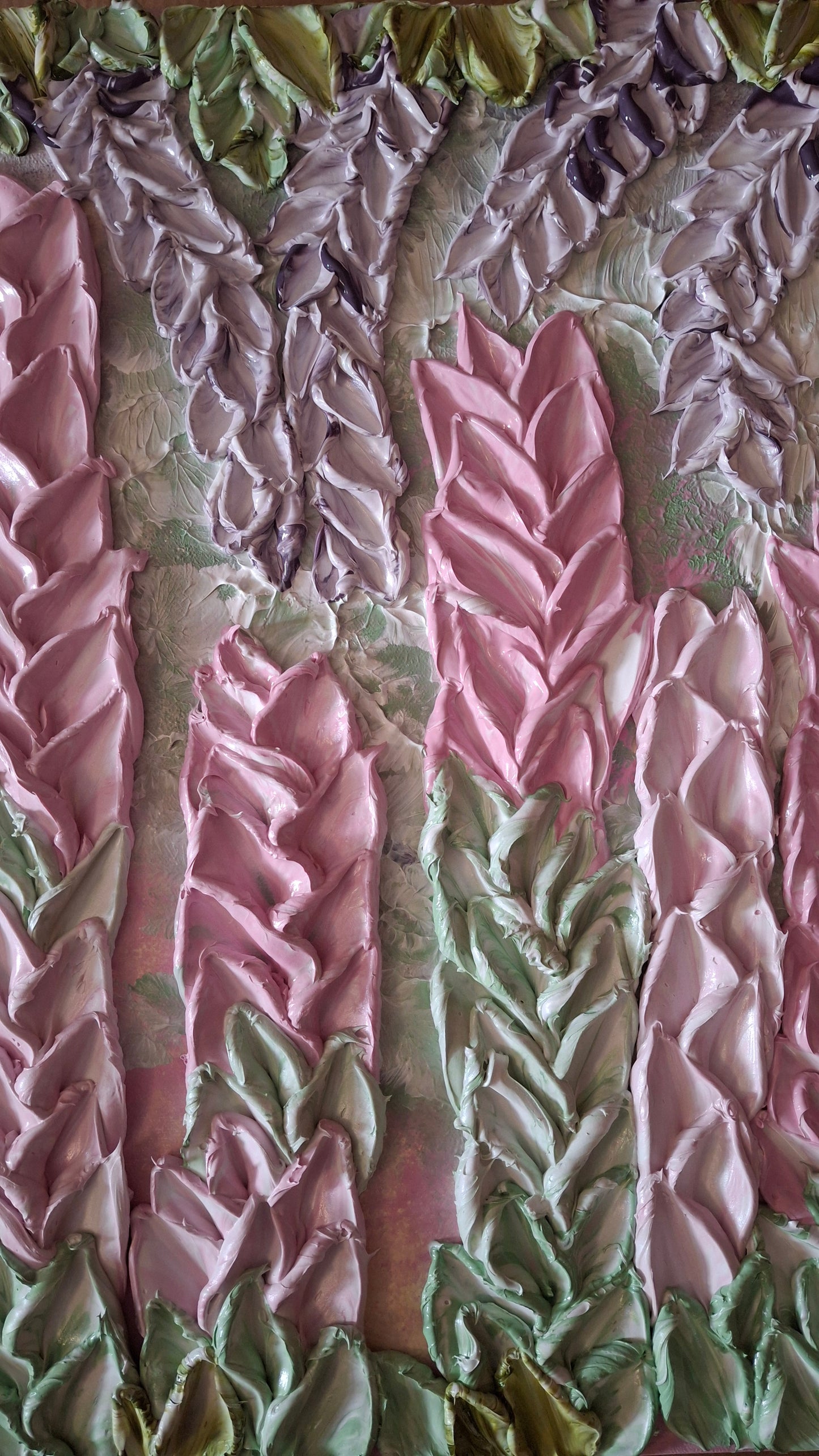 Into a Dream She Walked Original Textured Abstract Floral Art  Pinks, Greens, Lilacs