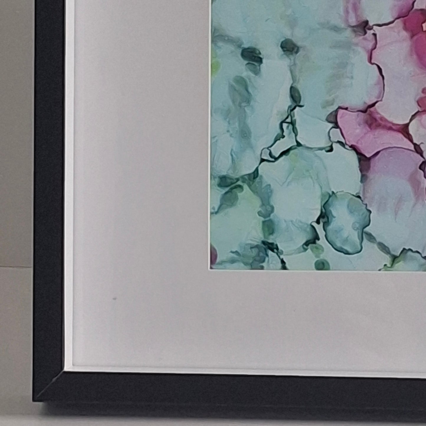In the Quiet Garden Original Abstract Artwork Pink Green Blue