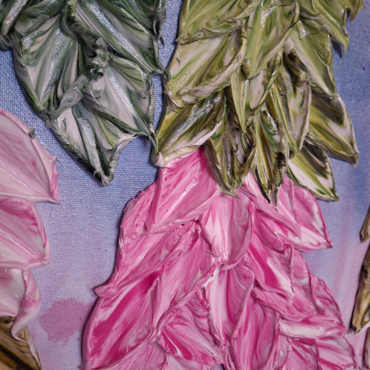 Cascade of Joy Part One  Original Art Textured Floral Flower Garden Abstract Expressionist Pink Green
