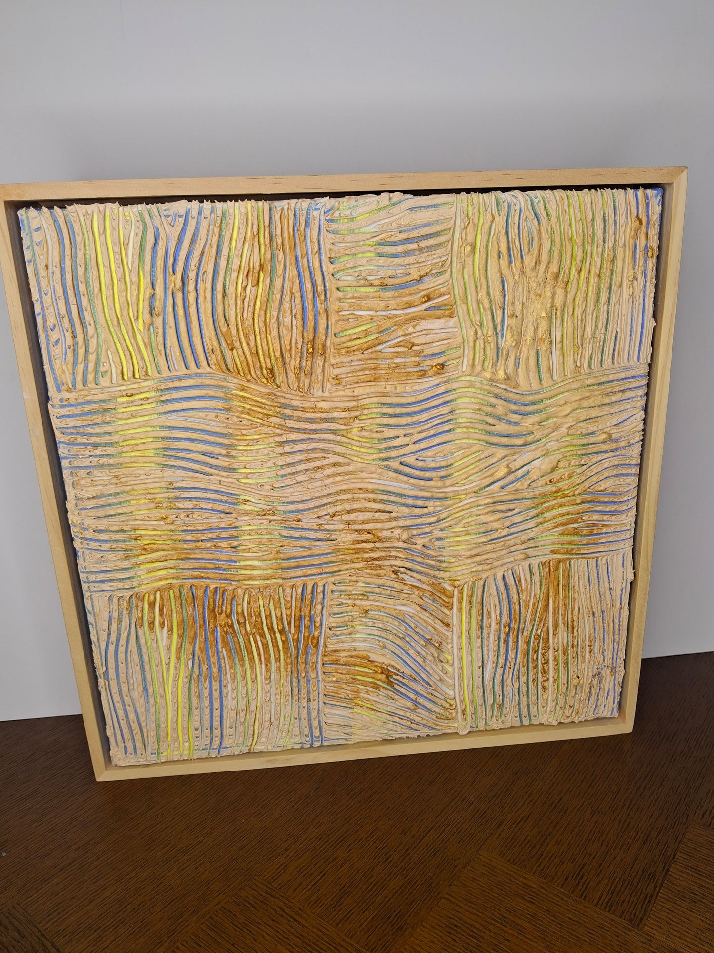 Whispering Threads Original Textured Modern Art Beige Cream Gold Minimalist
