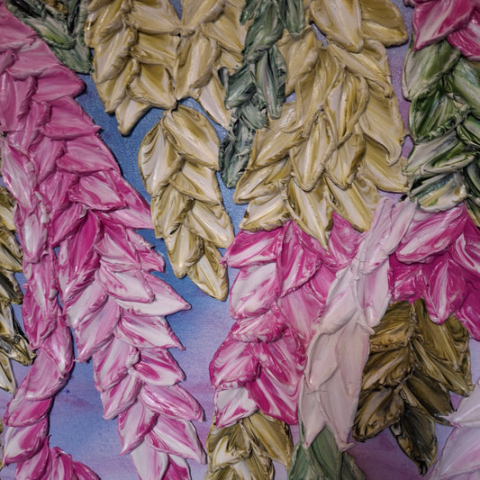 Cascade of Joy Part Three Original Art Textured Floral Flower Garden Abstract Expressionist Pink Green
