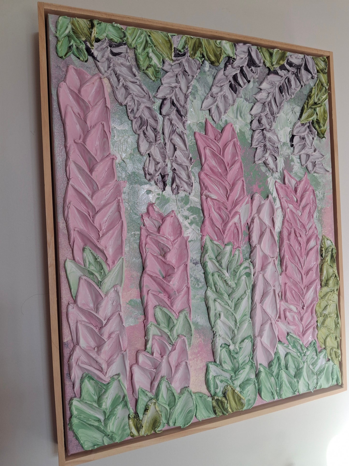Into a Dream She Walked Original Textured Abstract Floral Art  Pinks, Greens, Lilacs