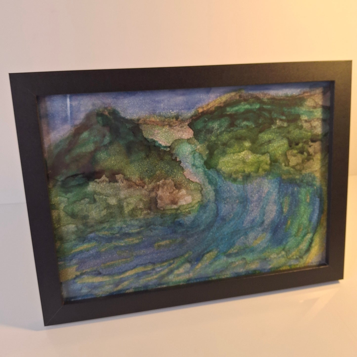 Where the Water Runs Original Abstract Mountains to Ocean Landscape Artwork