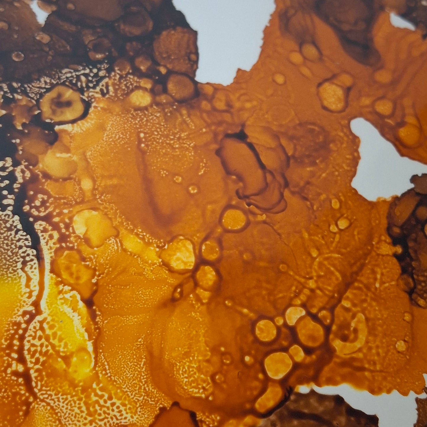 Amber Drift Original Alcohol Ink Artwork in Autumn Tones