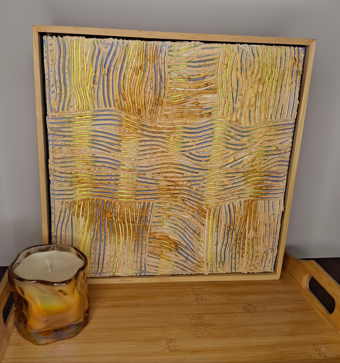 Whispering Threads Original Textured Modern Art Beige Cream Gold Minimalist