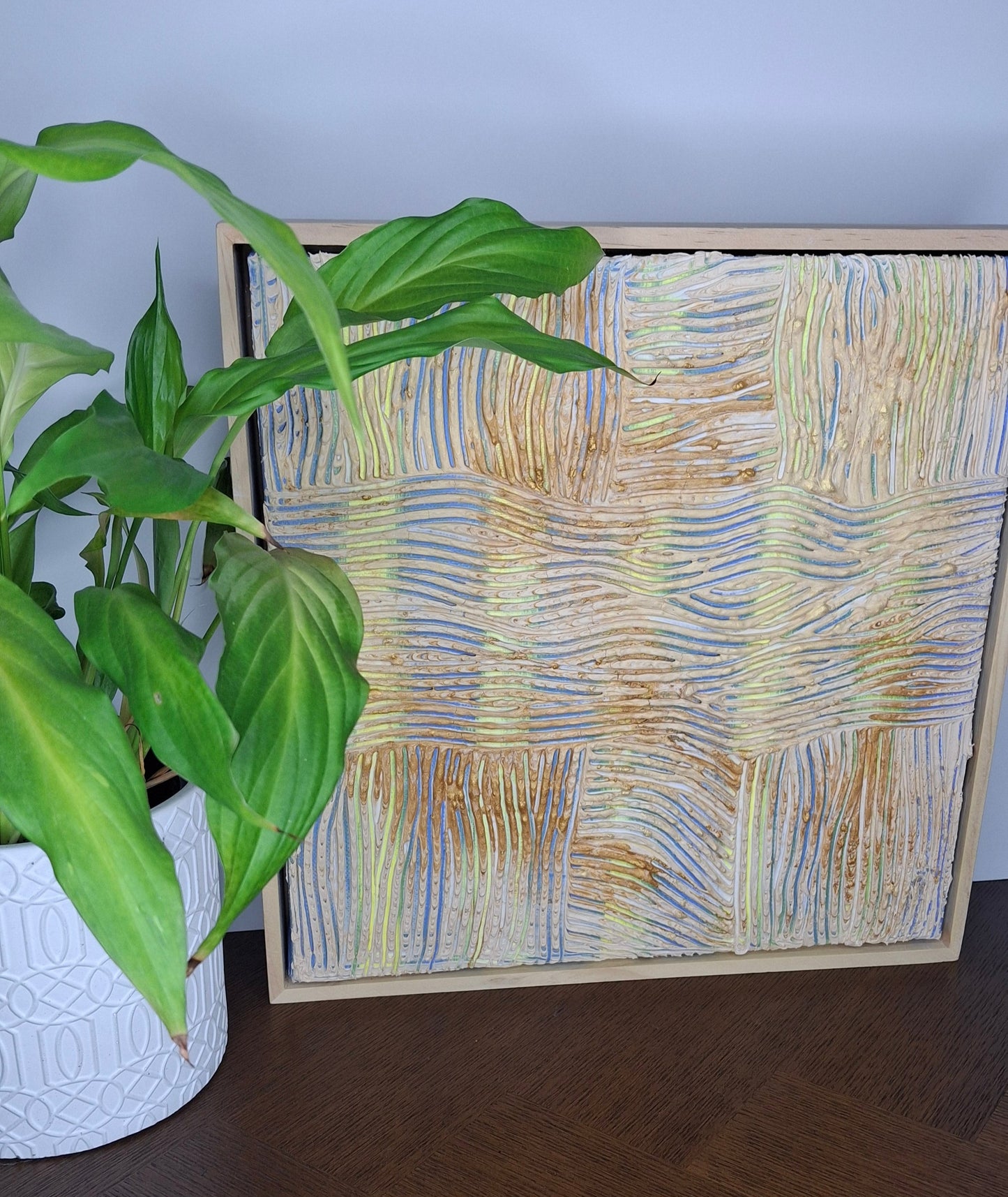 Whispering Threads Original Textured Modern Art Beige Cream Gold Minimalist