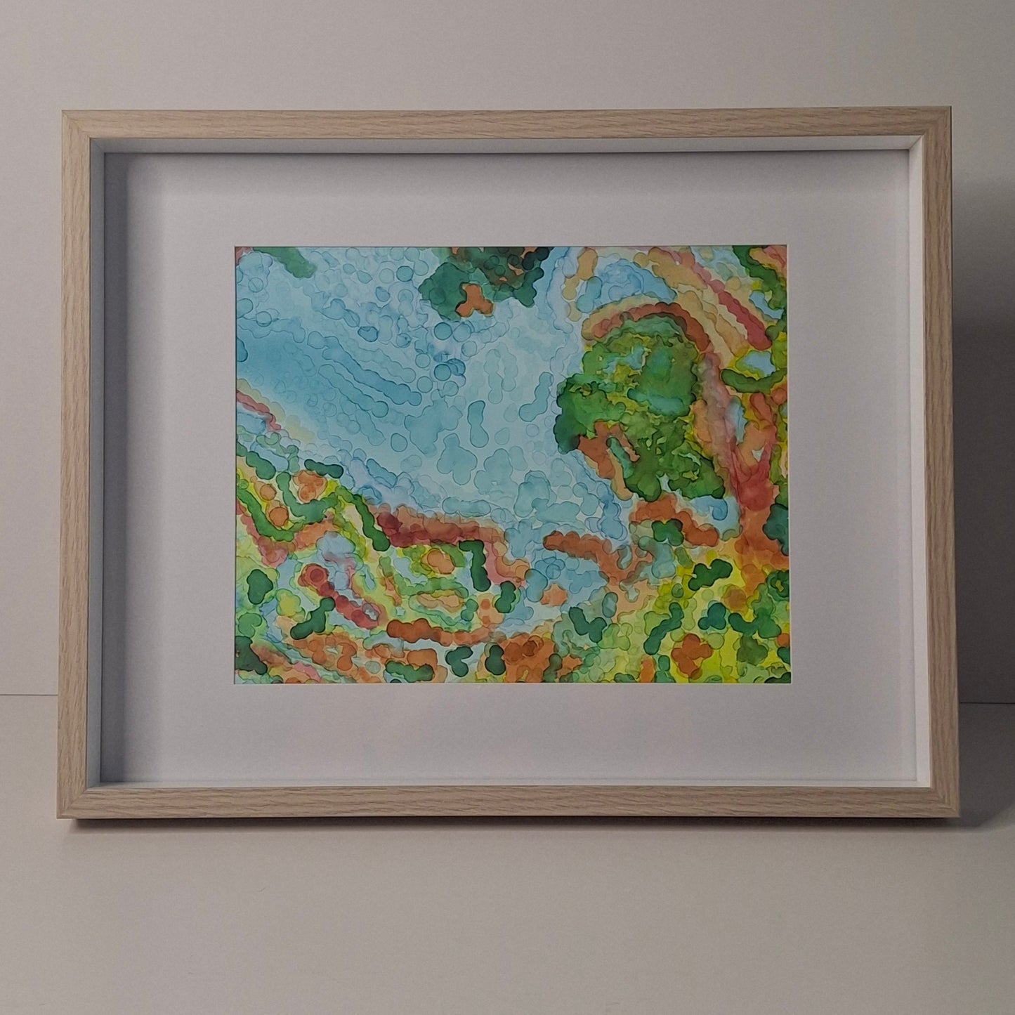 Reef Dreaming Original Artwork Alcohol Inks Blue Green Orange