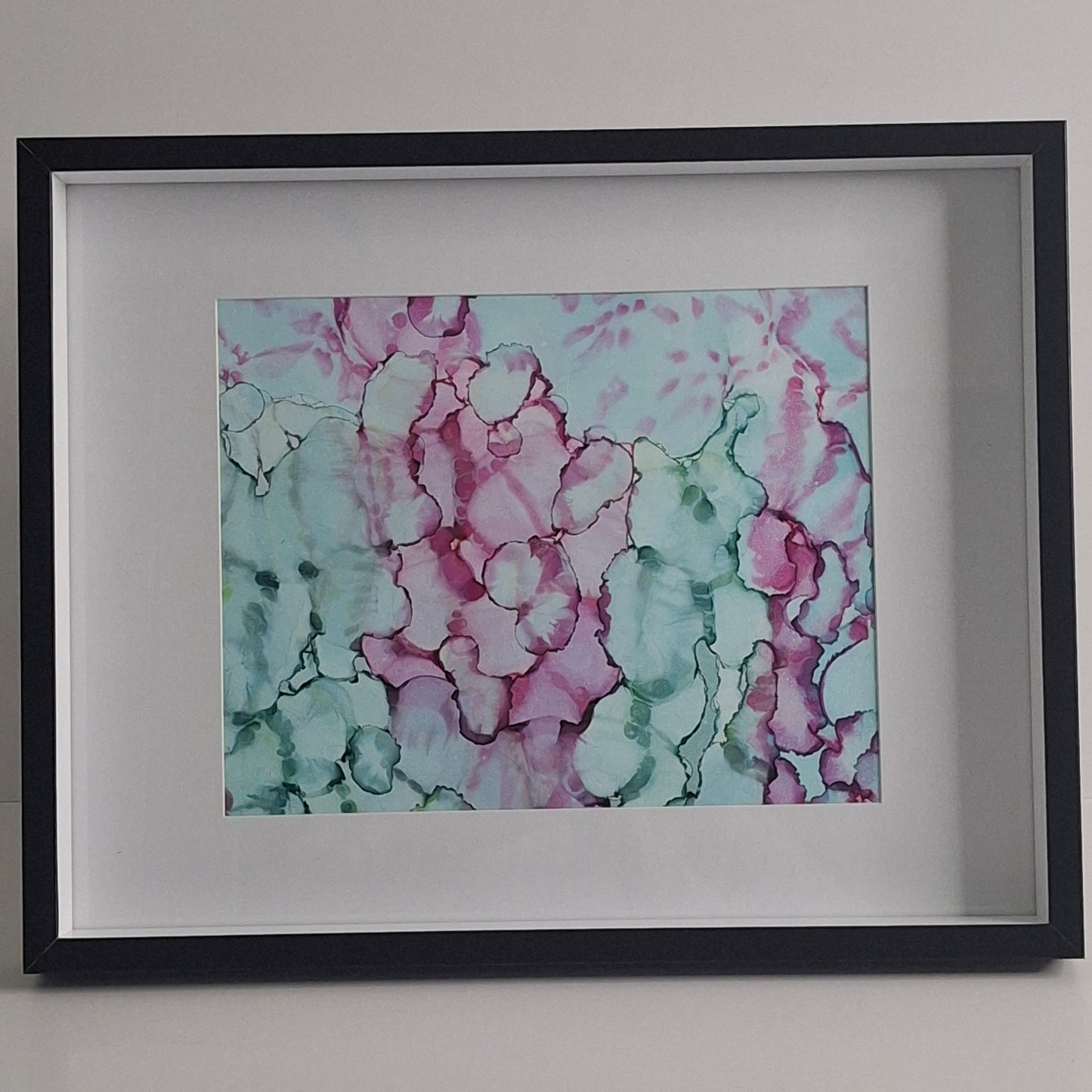 In the Quiet Garden Original Abstract Artwork Pink Green Blue