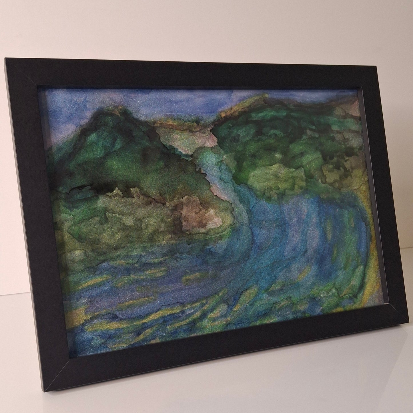 Where the Water Runs Original Abstract Mountains to Ocean Landscape Artwork