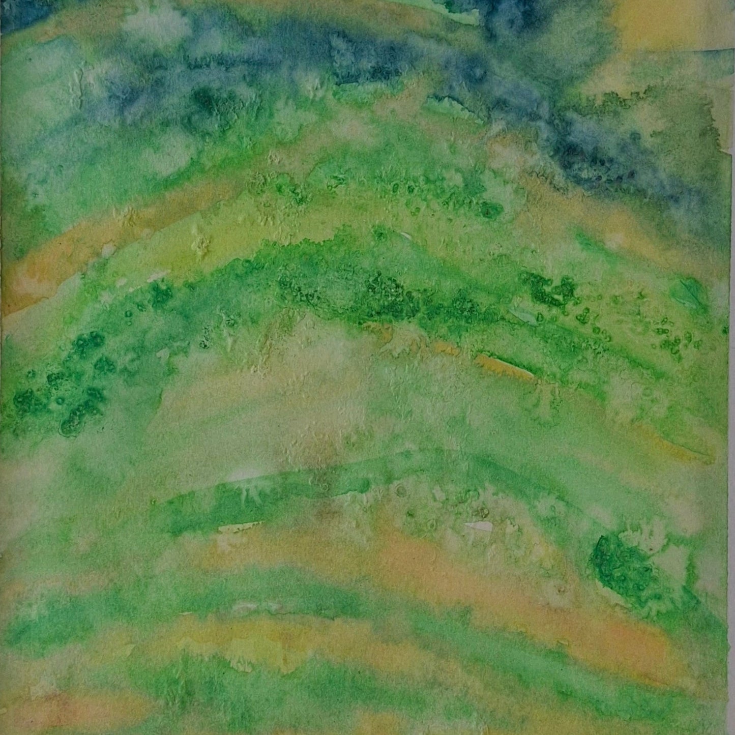 Where Joy Grows Otago Original Abstract Landscape Artwork Green Yellow Blue