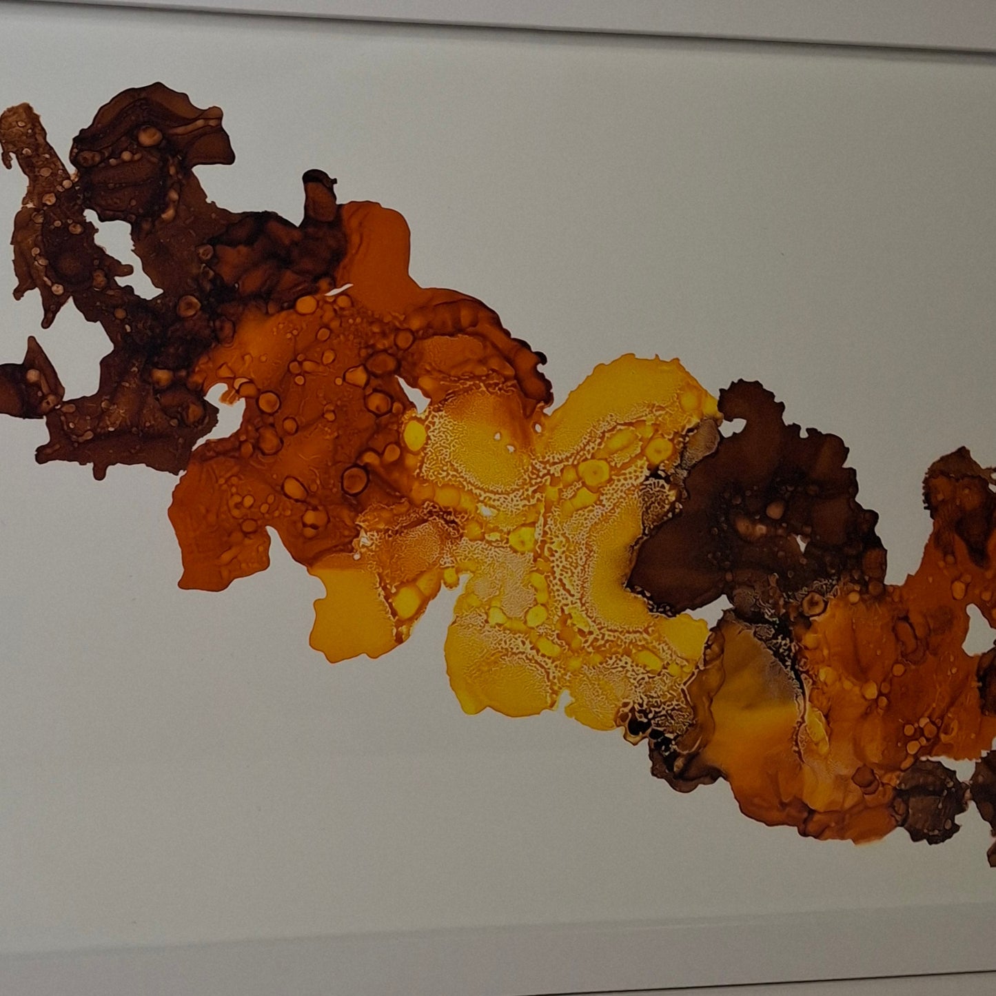 Amber Drift Original Alcohol Ink Artwork in Autumn Tones