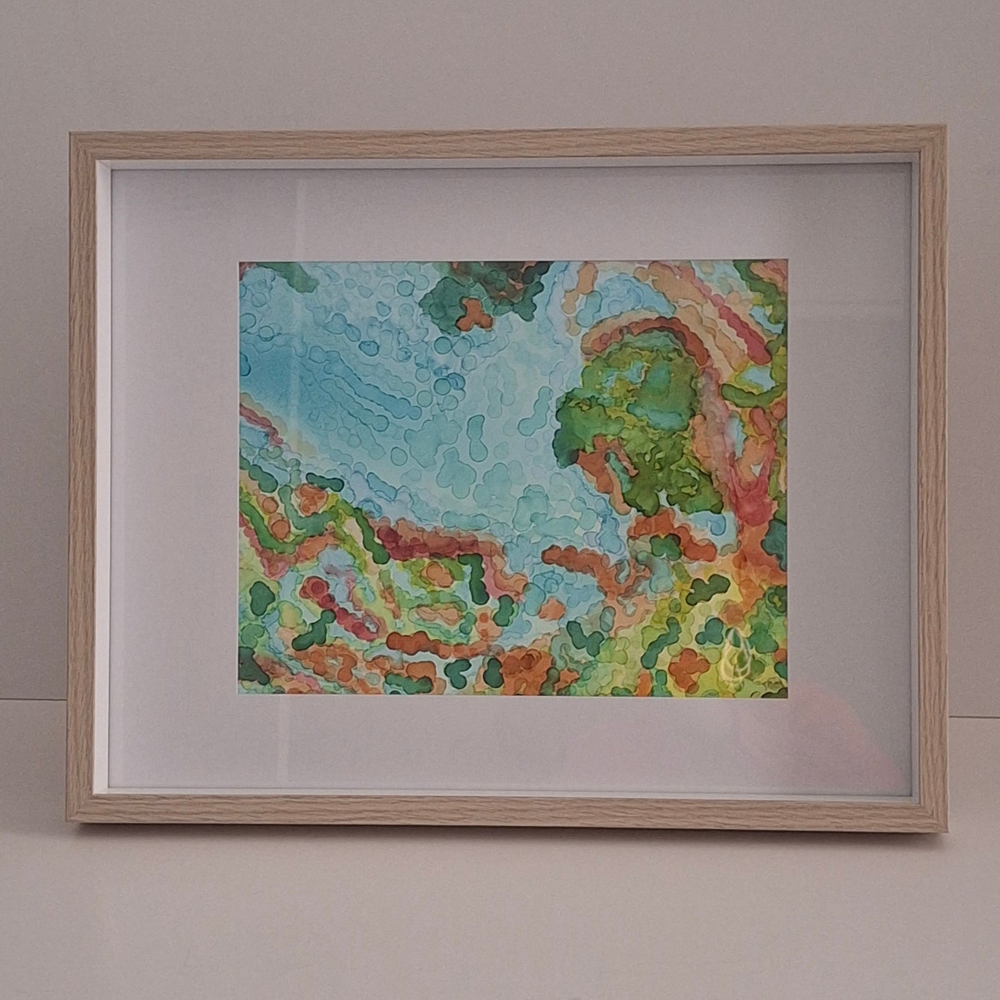 Reef Dreaming Original Artwork Alcohol Inks Blue Green Orange