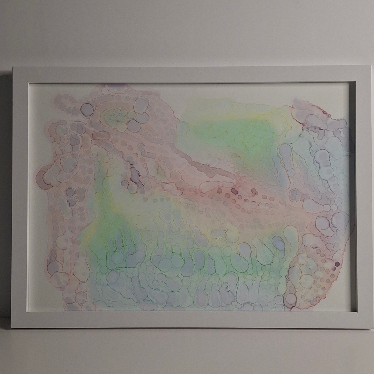 Peacefulness Under the Microscope Original Abstract Art Pastel Pinks Purples Blues Greens Alcohol Ink A3