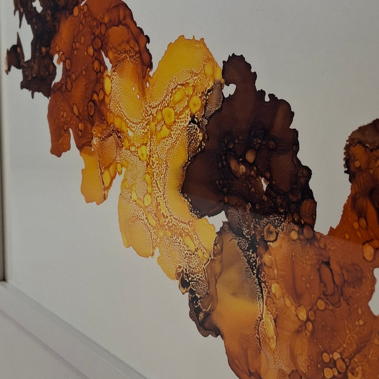 Amber Drift Original Alcohol Ink Artwork in Autumn Tones