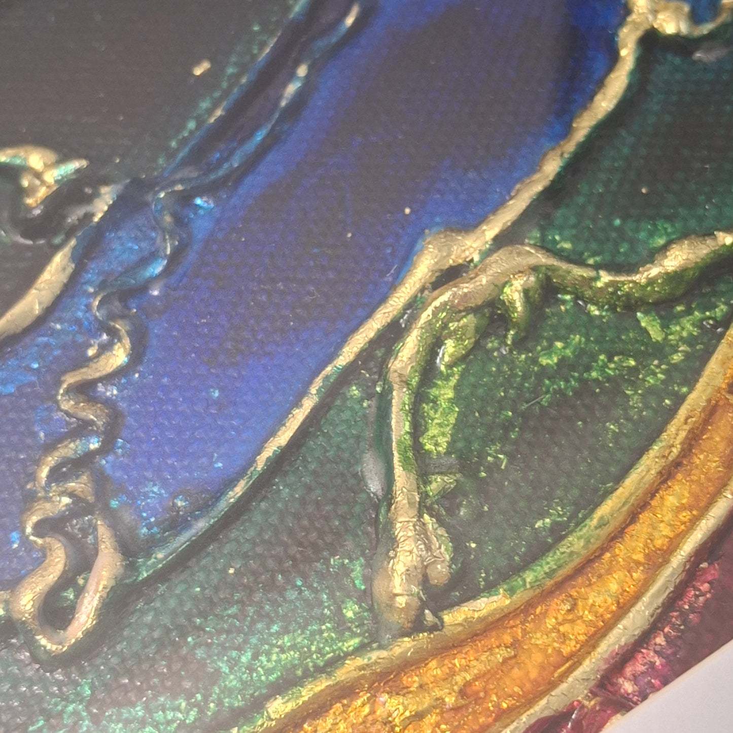 Where the Light Touches Original Artwork Blue Green Gold Leaf