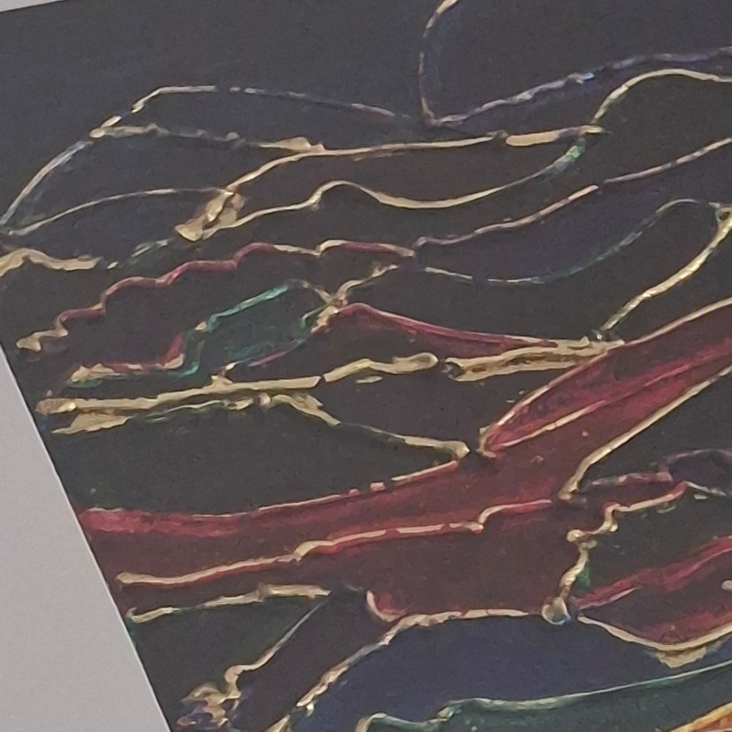 Where the Light Touches Original Artwork Blue Green Gold Leaf