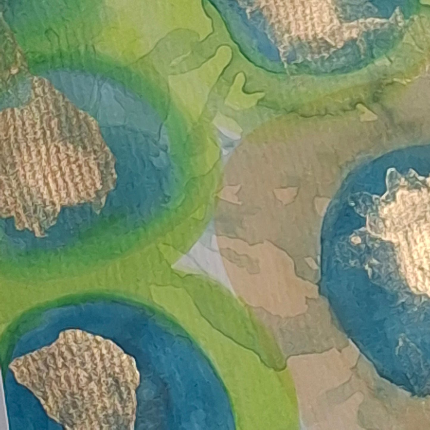 Where Light Lands Original Abstract Artwork Green Gold Blue