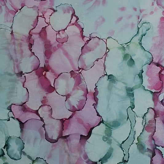In the Quiet Garden Original Abstract Artwork Pink Green Blue