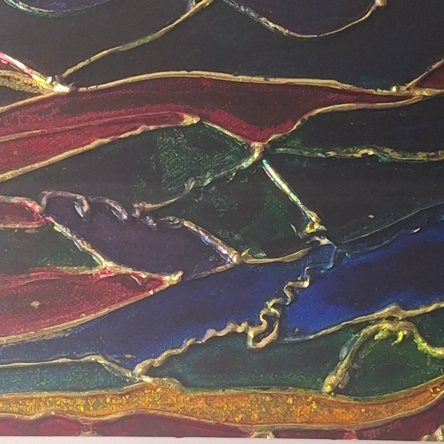 Where the Light Touches Original Artwork Blue Green Gold Leaf