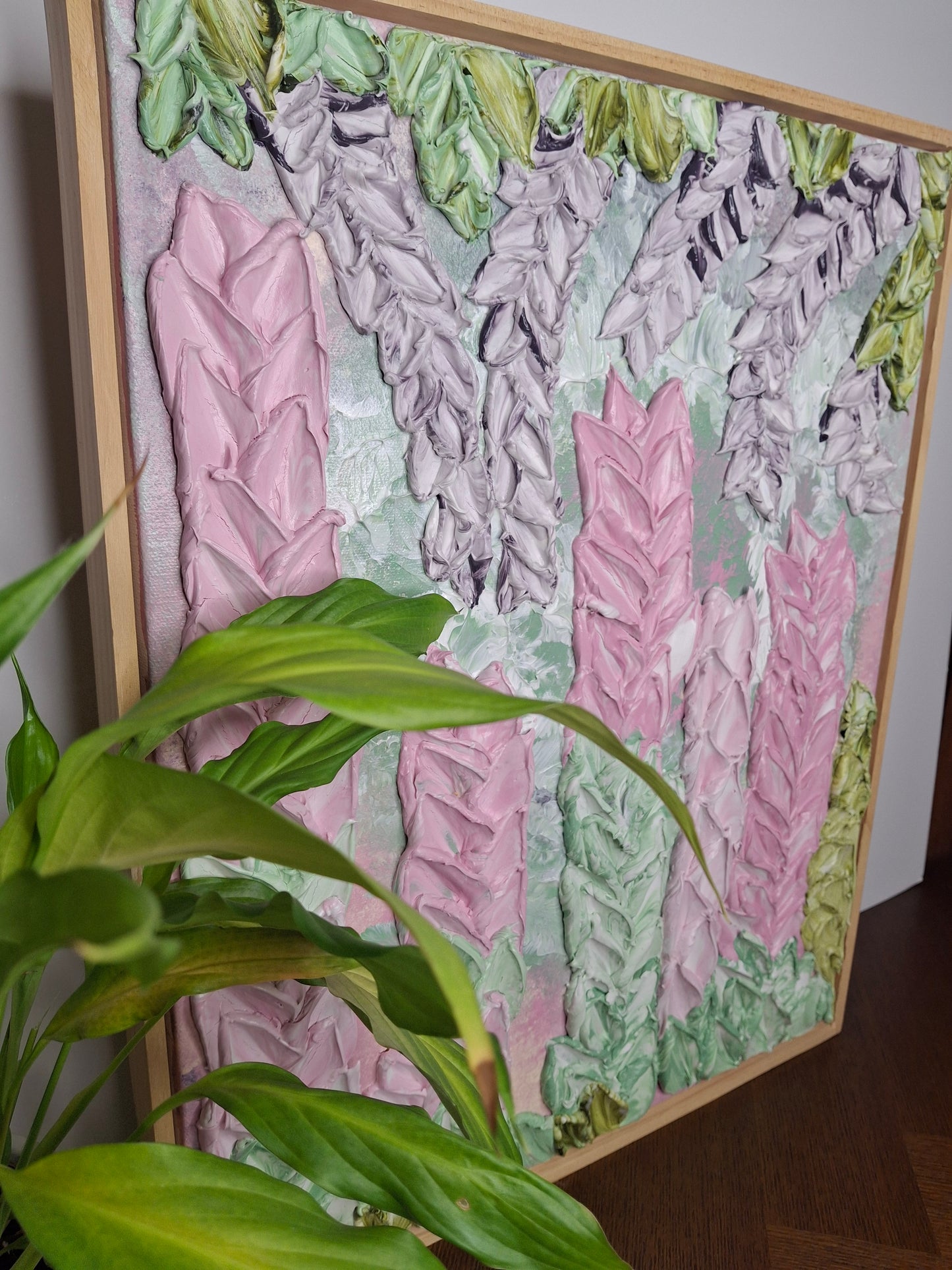 Into a Dream She Walked Original Textured Abstract Floral Art  Pinks, Greens, Lilacs