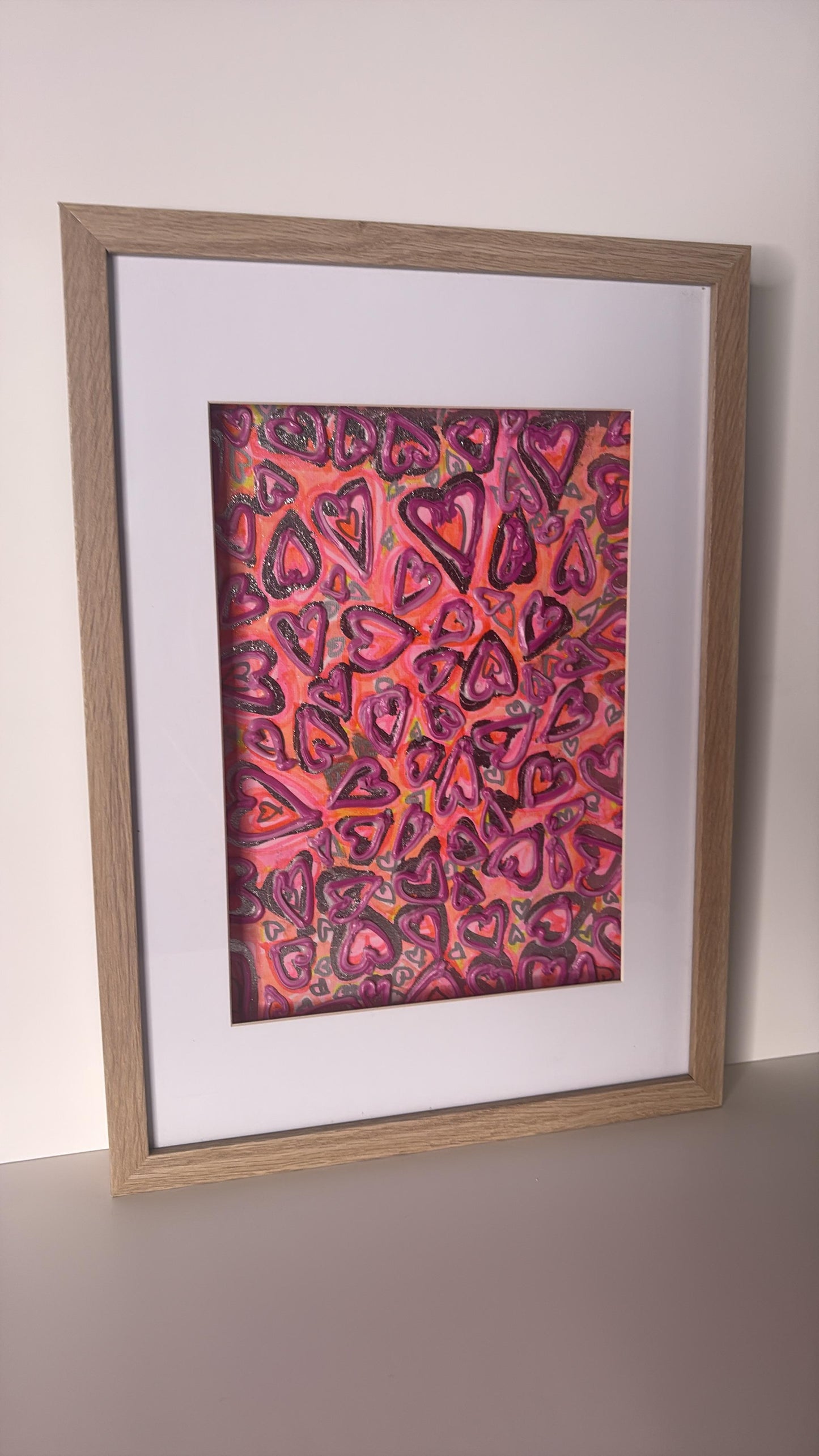 All for Love Original Textured Artwork Hearts Pink Silver Vibrant Graffiti Style