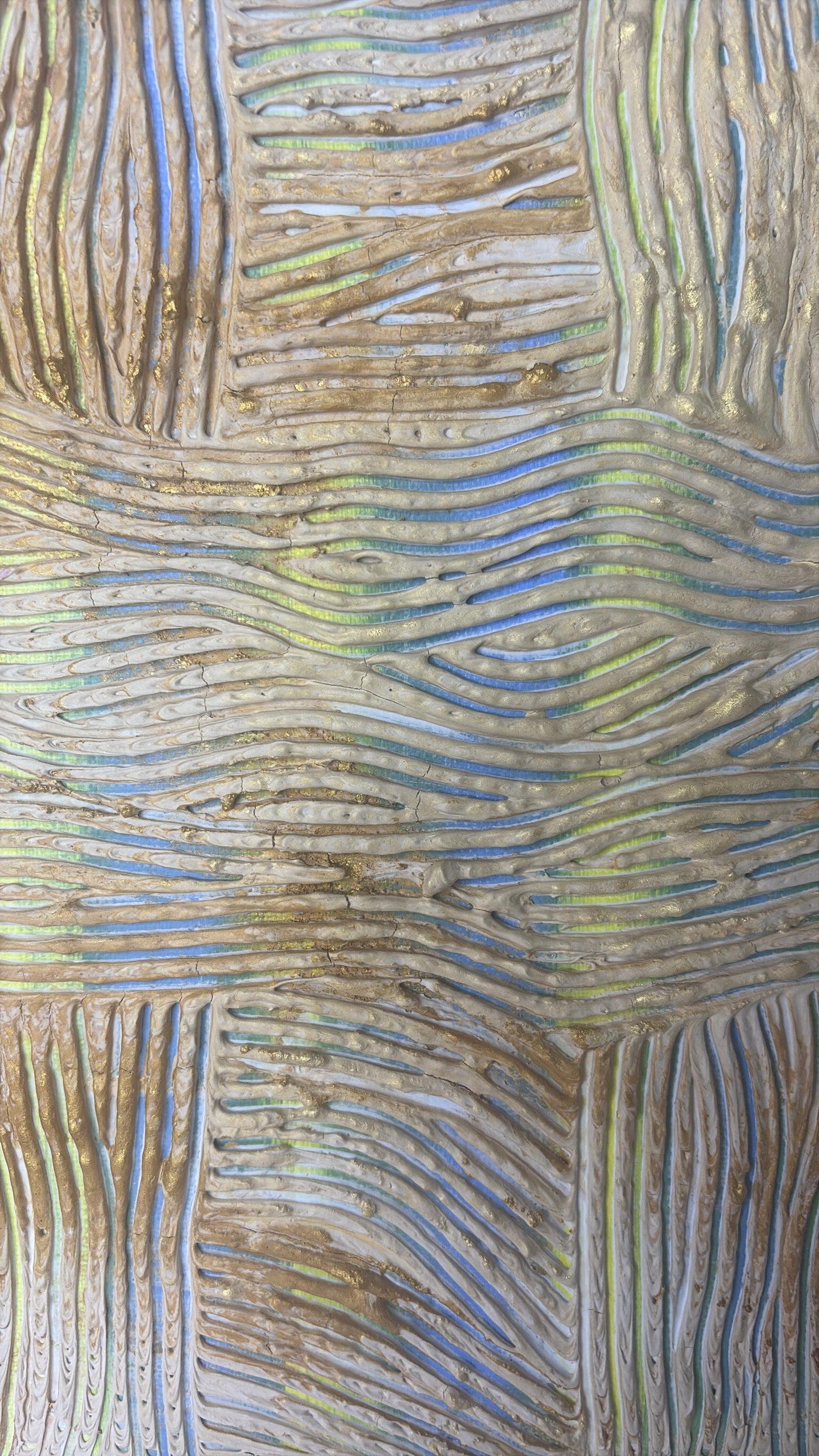 Whispering Threads Original Textured Modern Art Beige Cream Gold Minimalist
