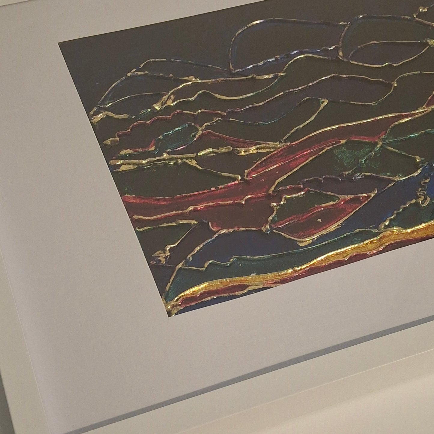 Where the Light Touches Original Artwork Blue Green Gold Leaf