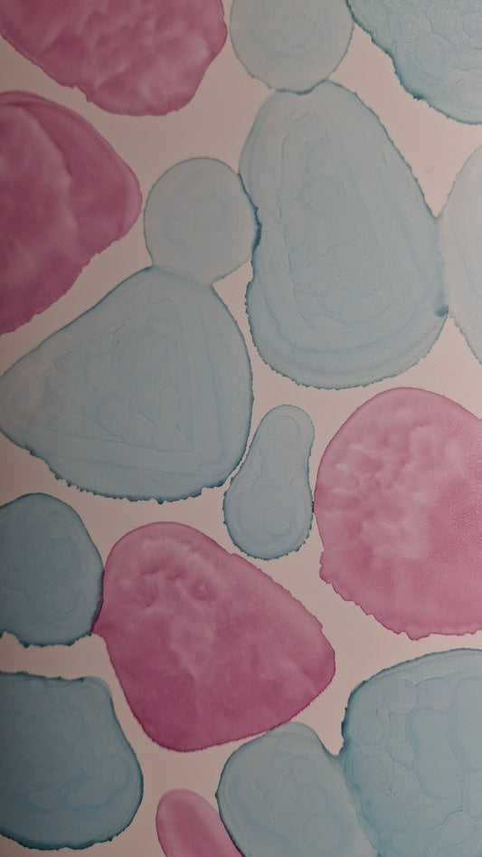 The Tide's Whisper Original Artwork Sea Blue Pink Alcohol Ink A3