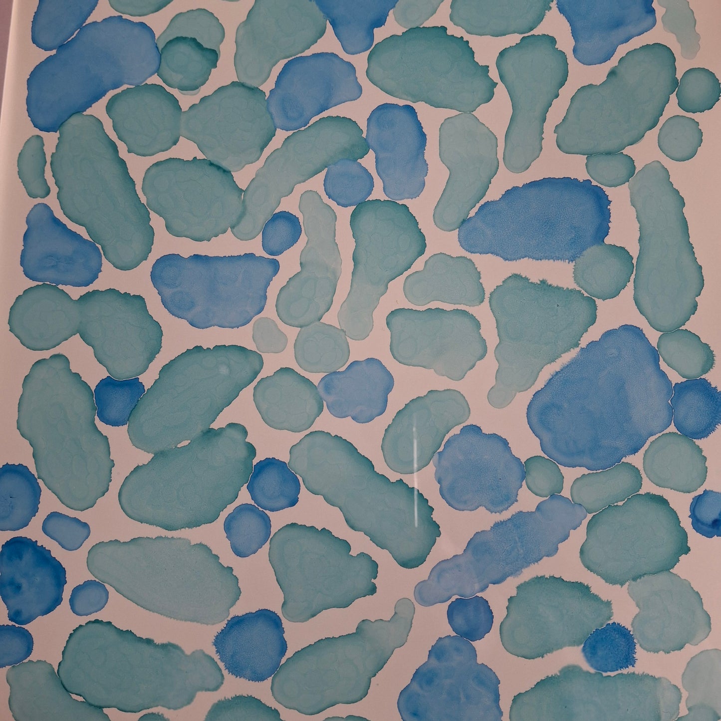 By The Sea Original Artwork Mixed Blue Green Alcohol Ink A3