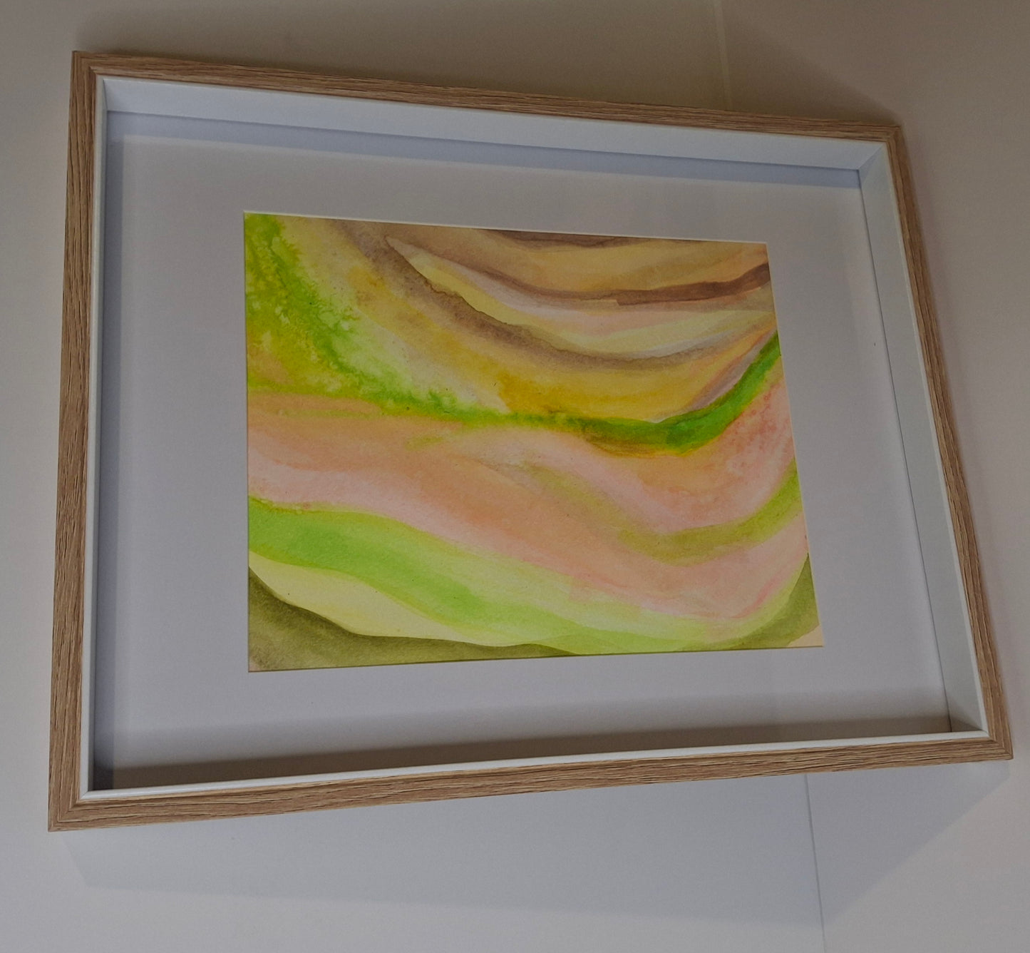 Valley of Dreams Original Artwork Watercolour Painting Pale Pink Soft Brown