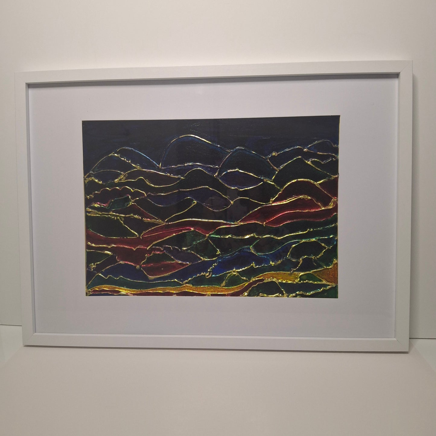 Where the Light Touches Original Artwork Blue Green Gold Leaf