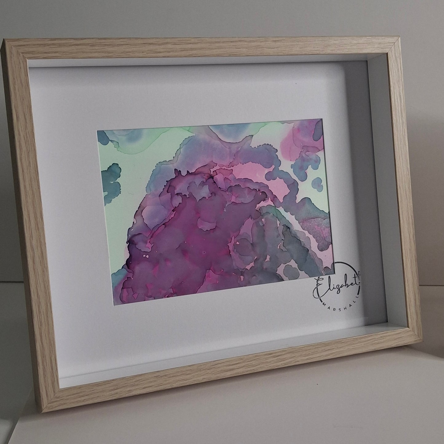 Into the Ether Original Abstract Artwork Pink Blue Green