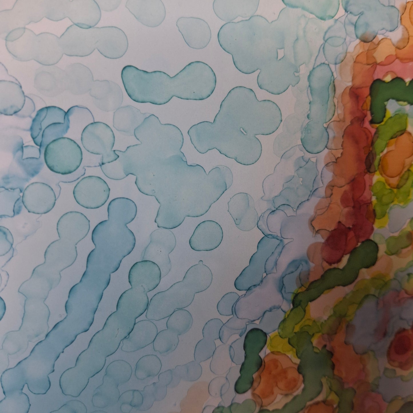 Reef Dreaming artwork from the Sea Is My Lover series by Elizabeth Marshall, displayed in a light wood frame with white matting.