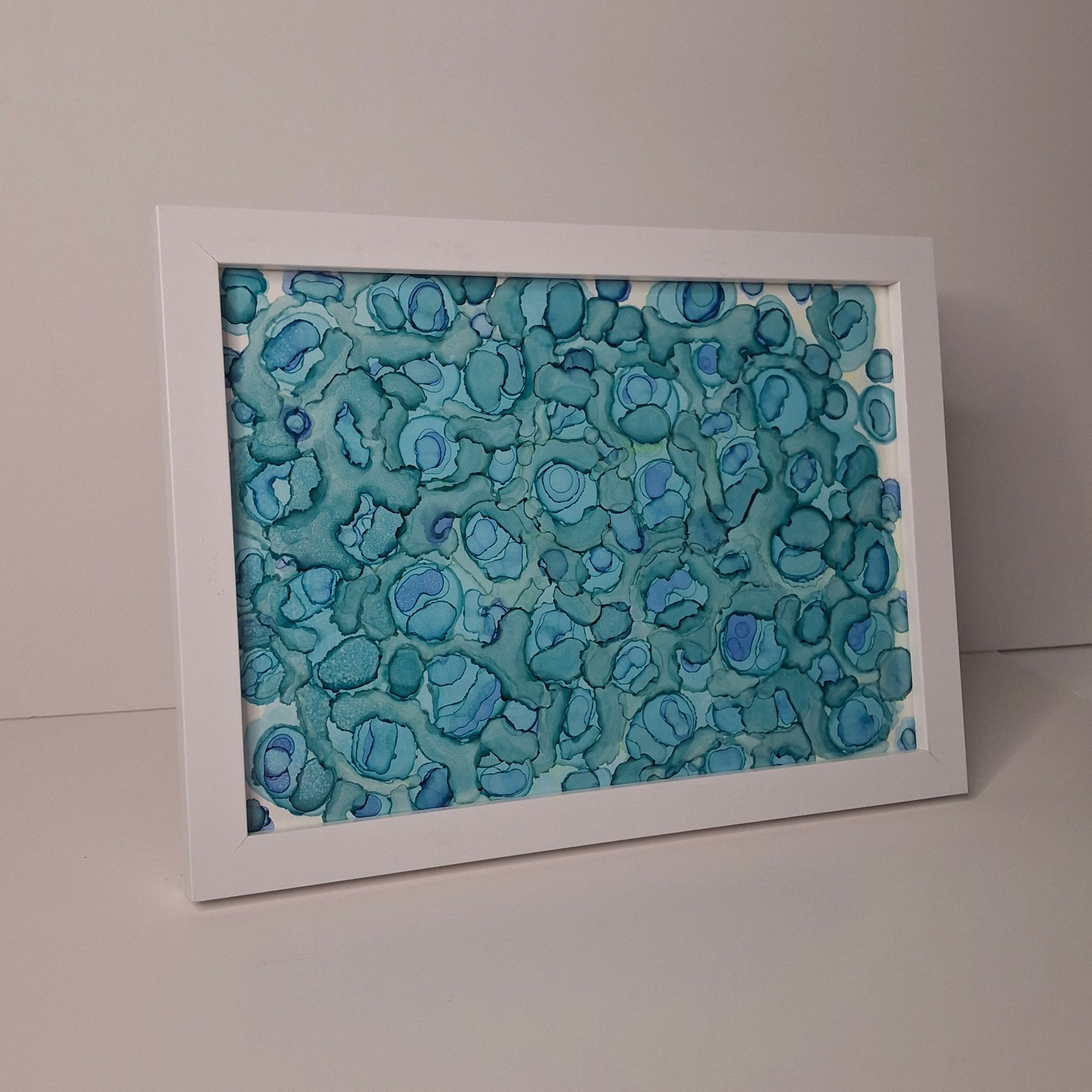 Abstract seascape painting with flowing blues from the Sea Is My Lover series by Joy Infusion.