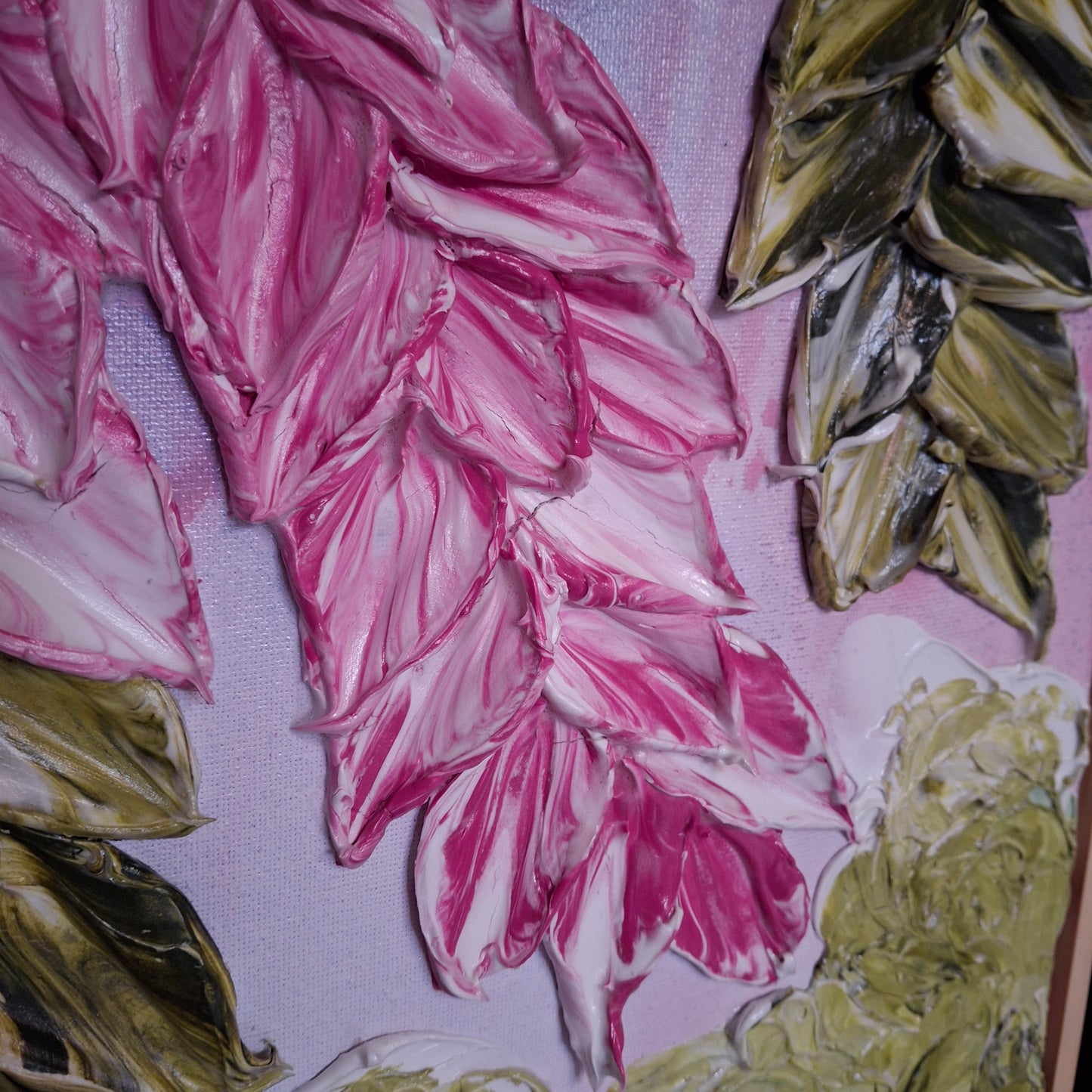 Cascade of Joy Part One  Original Art Textured Floral Flower Garden Abstract Expressionist Pink Green
