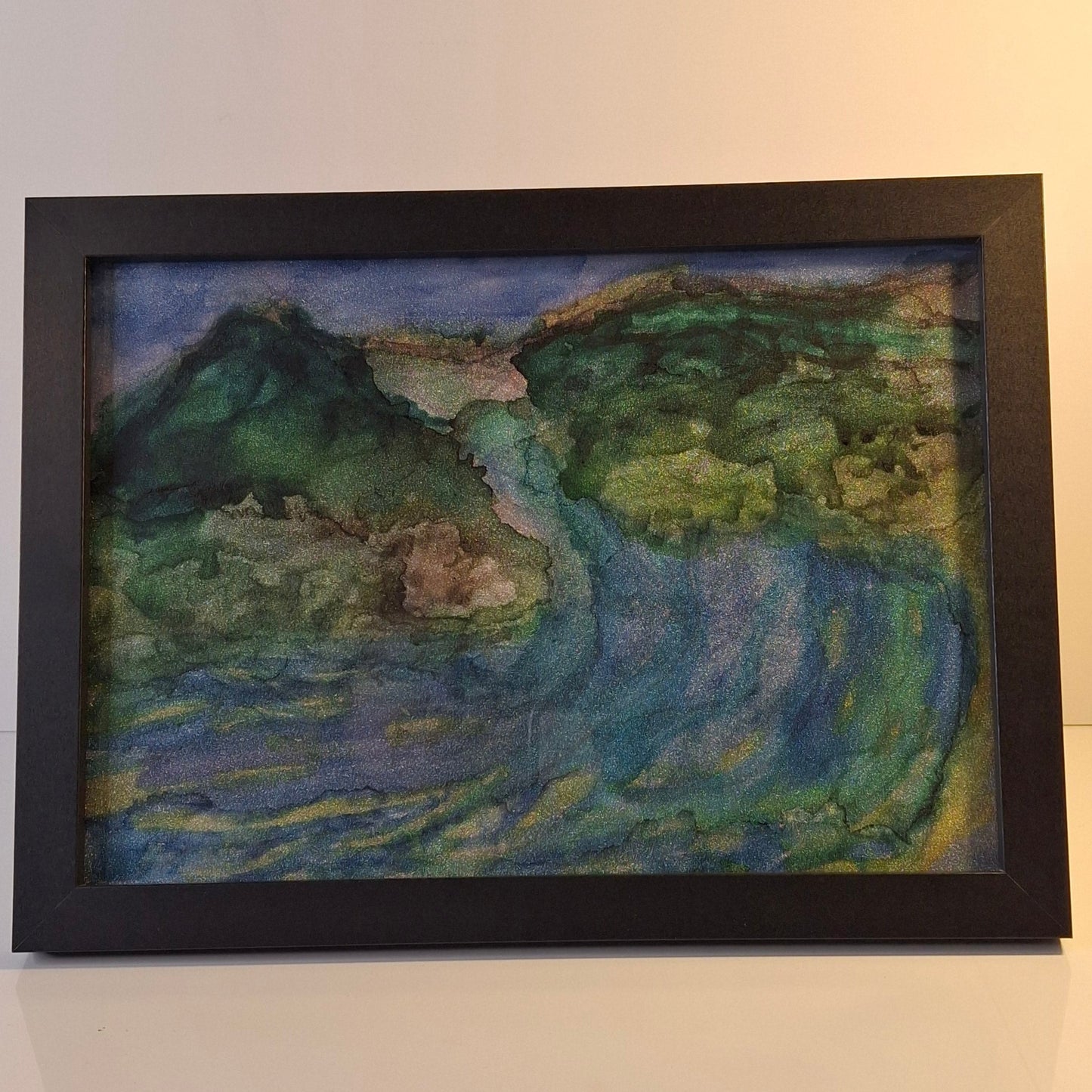 Where the Water Runs Original Abstract Mountains to Ocean Landscape Artwork