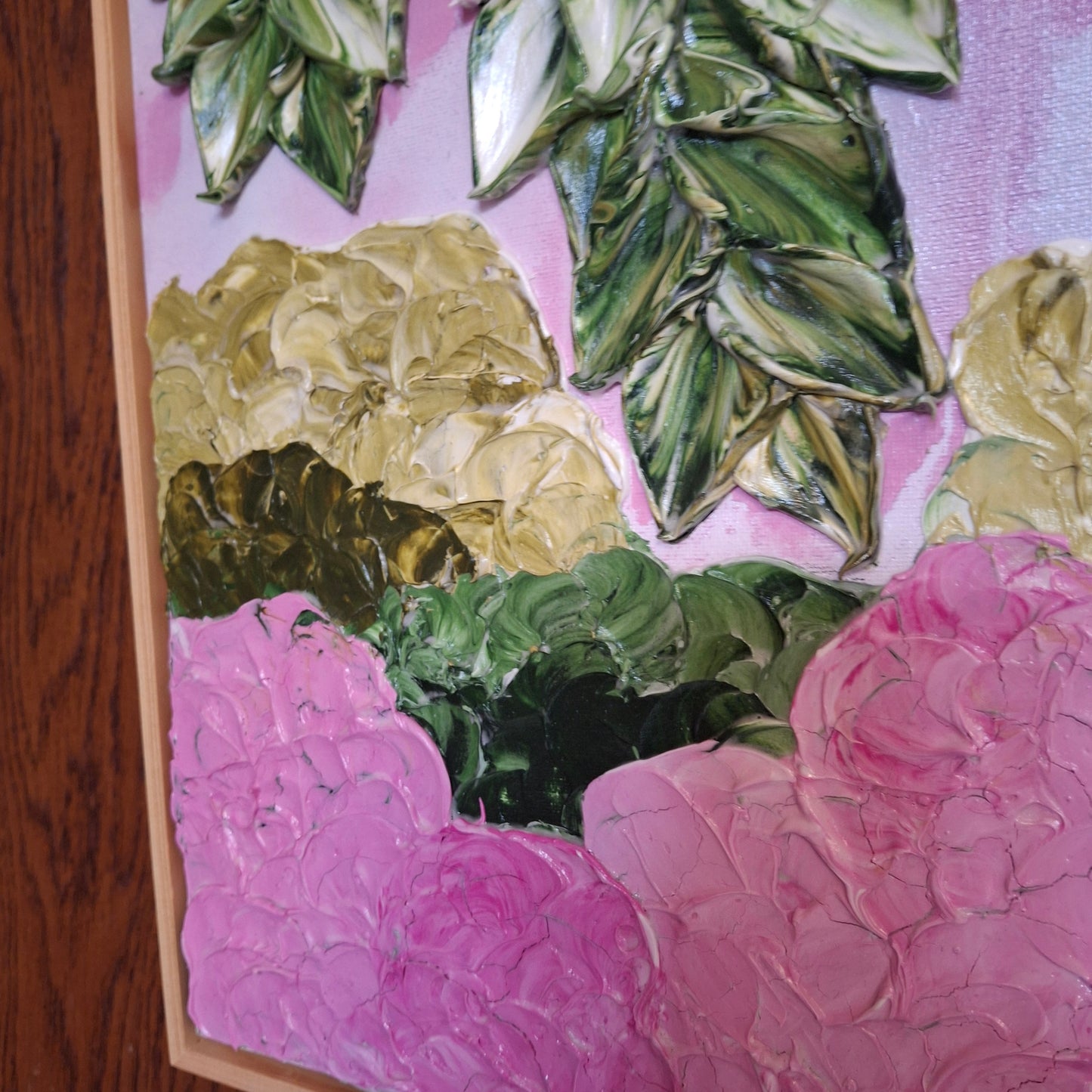 Cascade of Joy Part One  Original Art Textured Floral Flower Garden Abstract Expressionist Pink Green