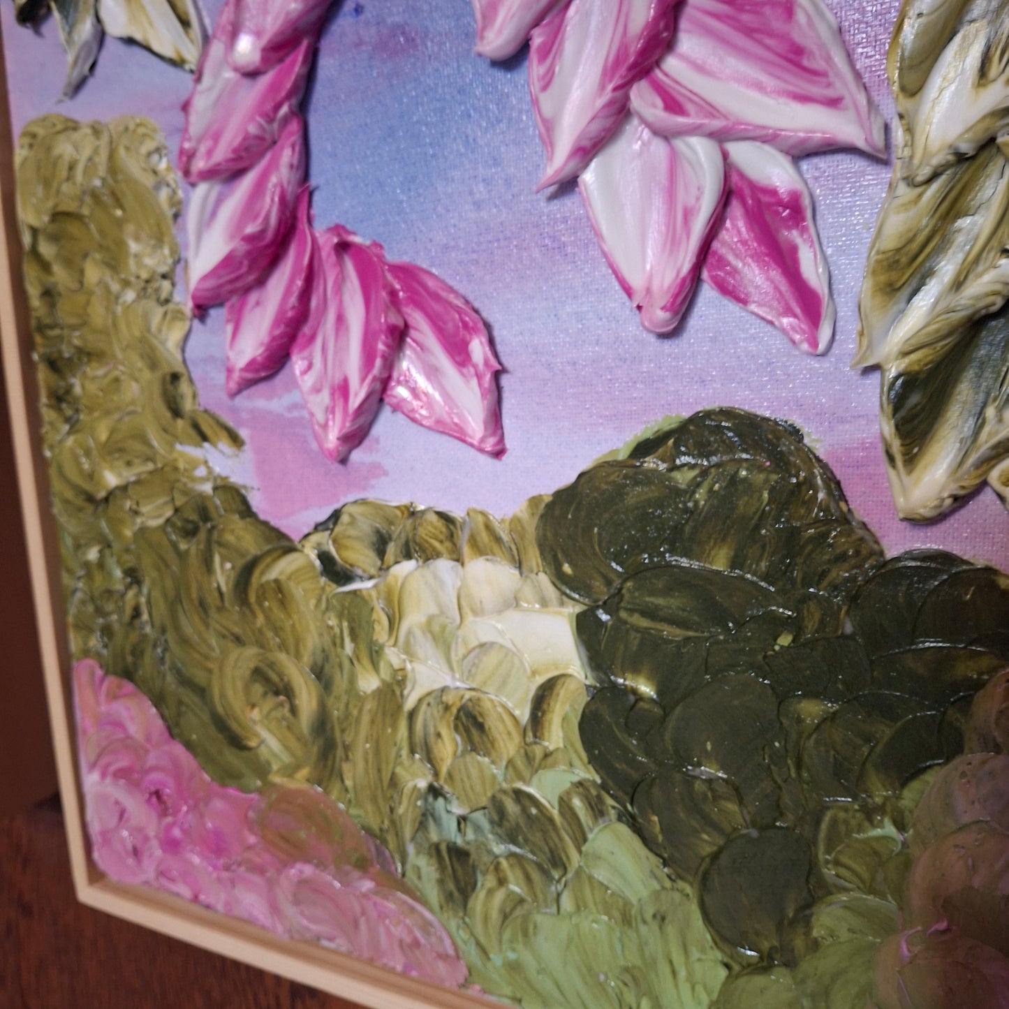 Cascade of Joy Part Three Original Art Textured Floral Flower Garden Abstract Expressionist Pink Green