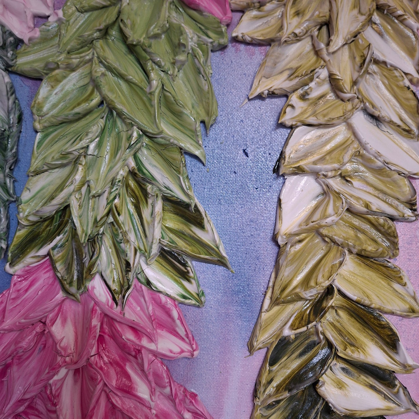 Cascade of Joy Part One  Original Art Textured Floral Flower Garden Abstract Expressionist Pink Green