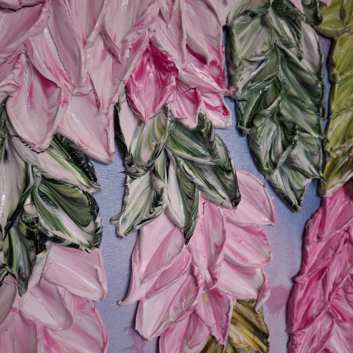 Cascade of Joy Part One  Original Art Textured Floral Flower Garden Abstract Expressionist Pink Green