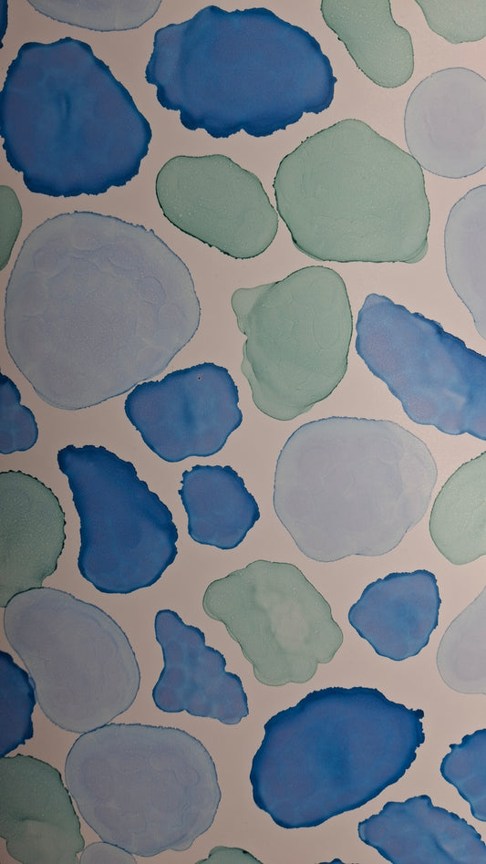 The Sea is Me Original Artwork Blue Green Alcohol Ink A3