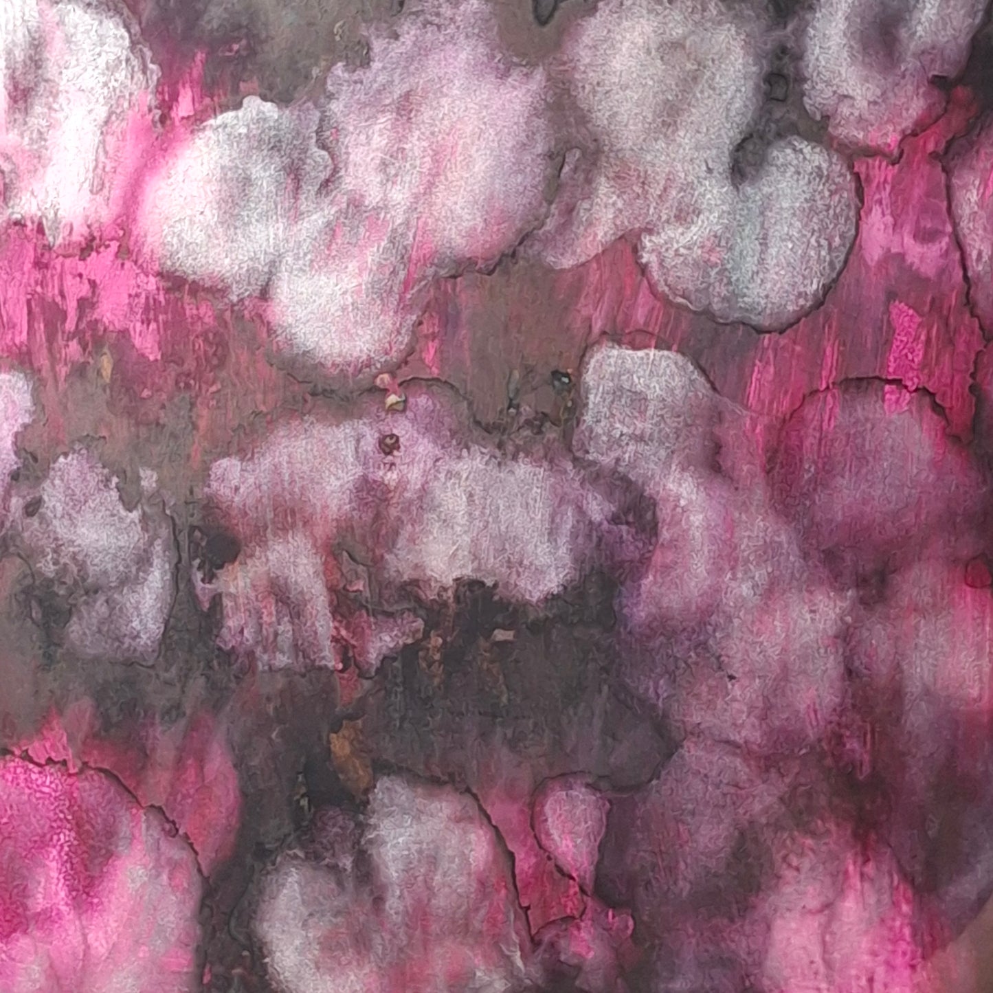 Petals in the Moonlight – Original A4 Alcohol Ink Abstract in Black Frame