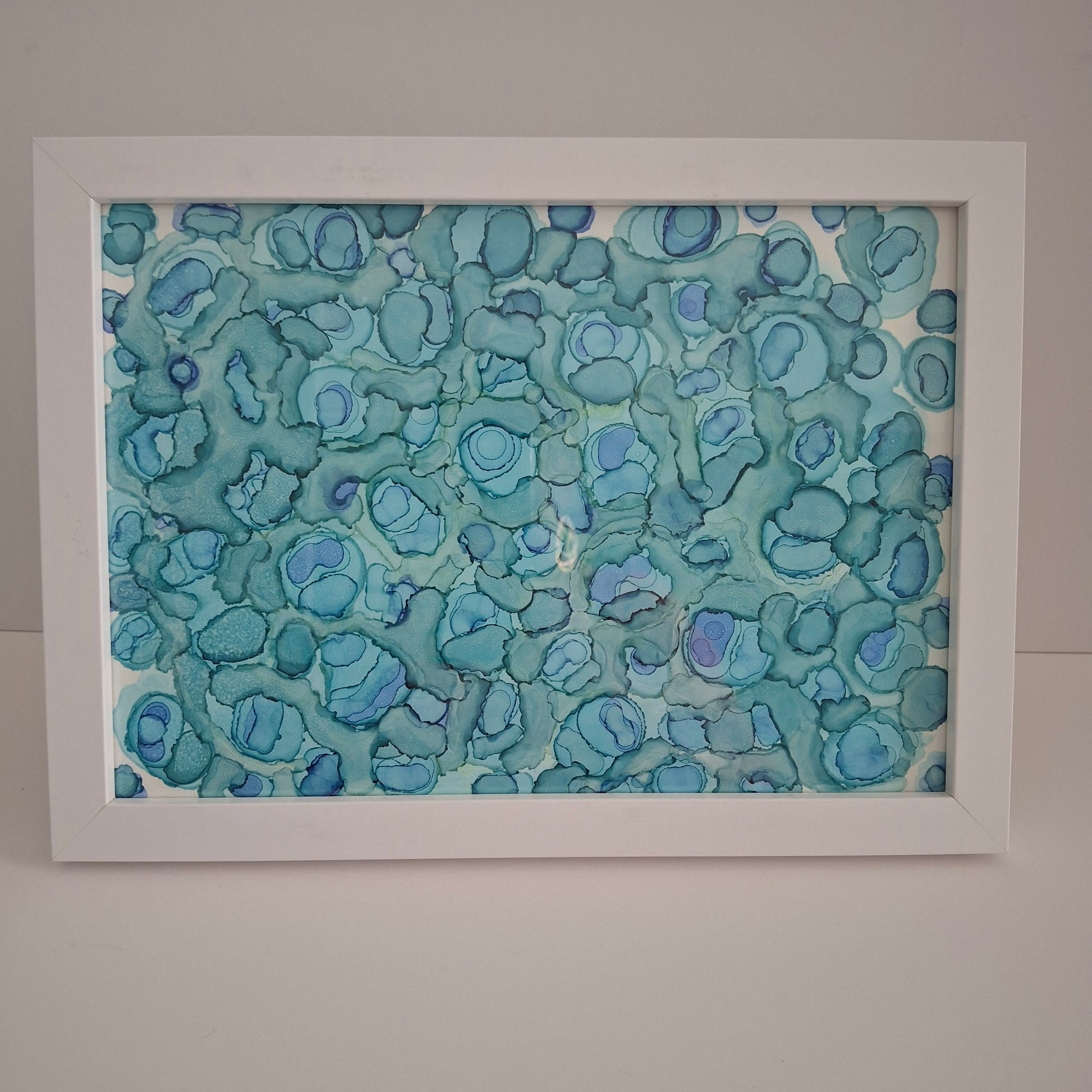 Deep Dreams by Elizabeth Marshall – alcohol ink artwork in soft blue marine tones, abstract ocean-inspired art.