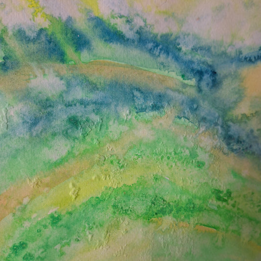 Where Joy Grows Otago Original Abstract Landscape Artwork Green Yellow Blue