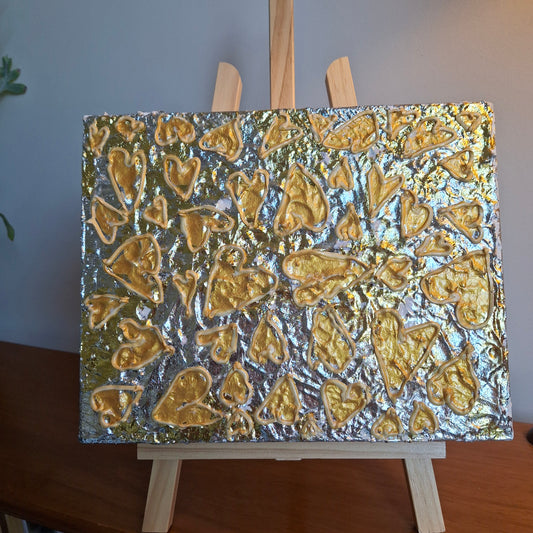 Love is Gold Original Artwork Silver Gold Hearts