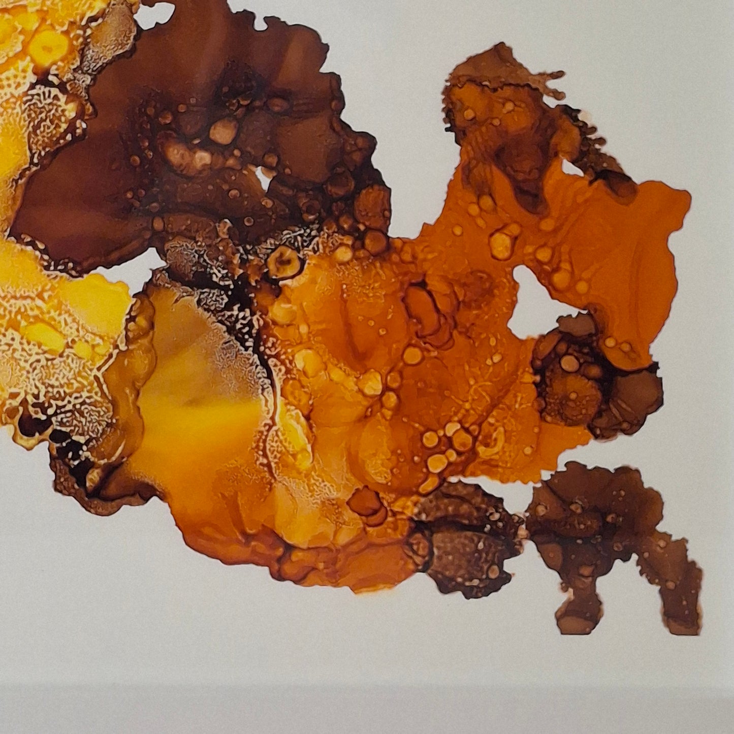 Amber Drift Original Alcohol Ink Artwork in Autumn Tones