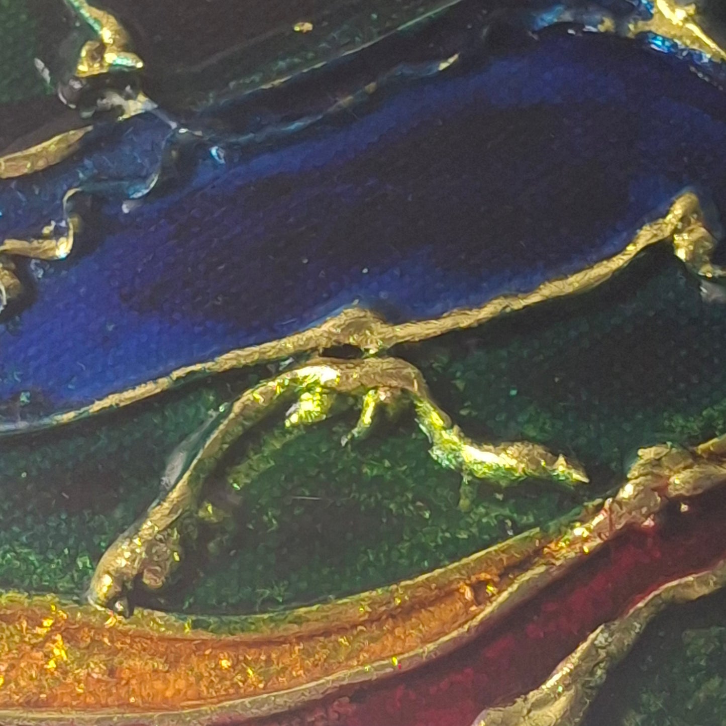 Where the Light Touches Original Artwork Blue Green Gold Leaf